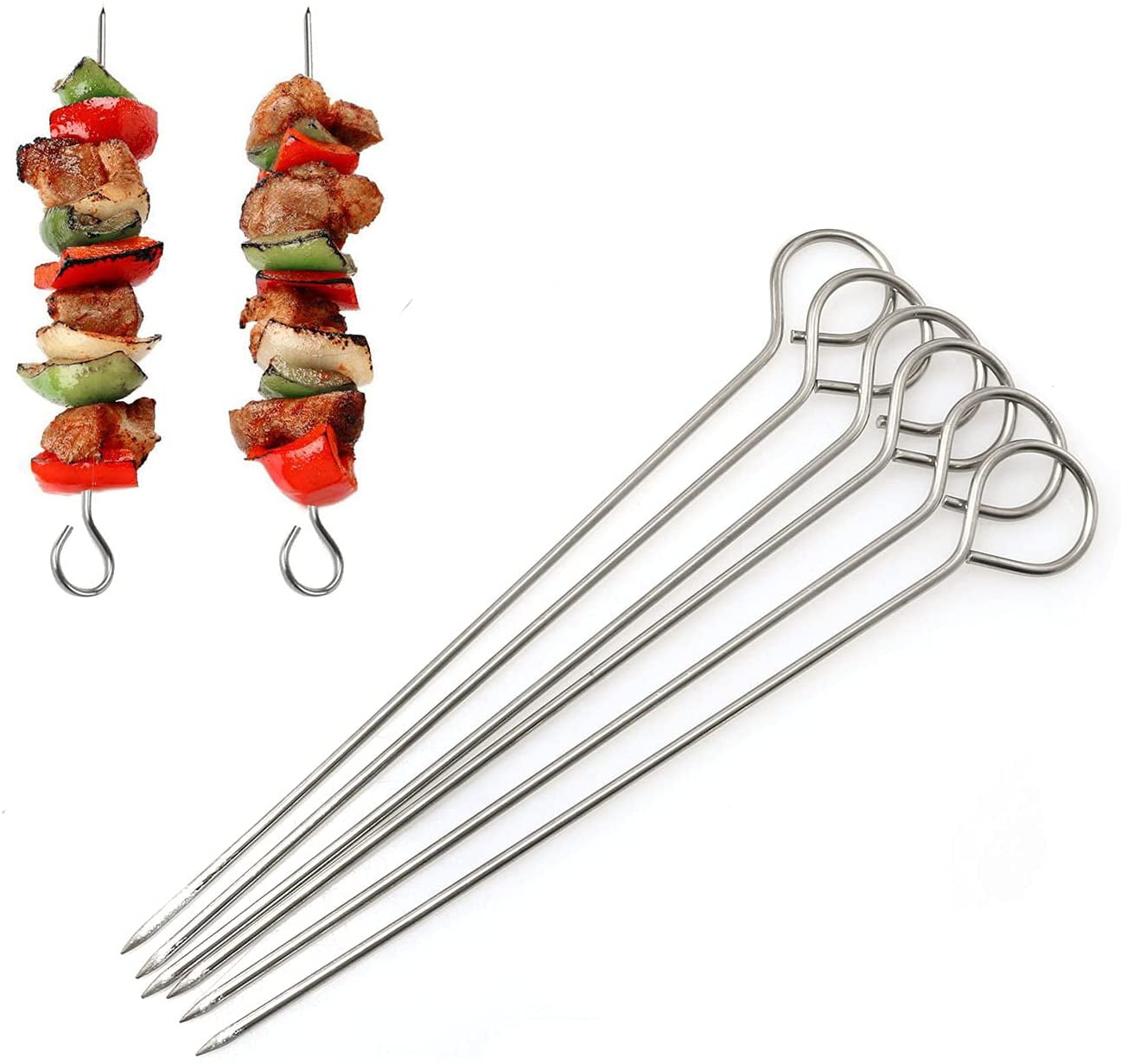 Chainplus Barbecue Kabob Skewers Metal BBQ Sticks,10 Pack Stainless