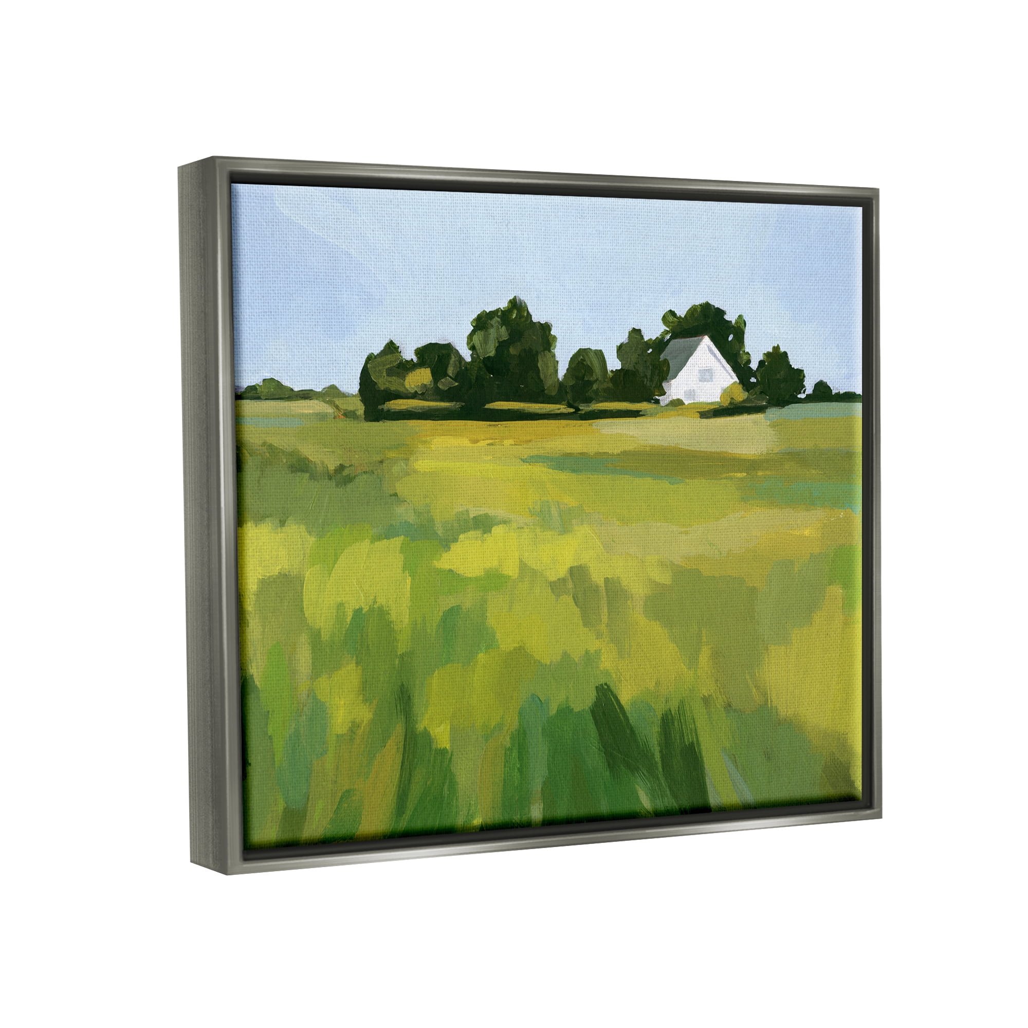 Stupell Countryside Meadow Abstract Painting Landscape Painting Gray Floater Framed Art Print Wall Art
