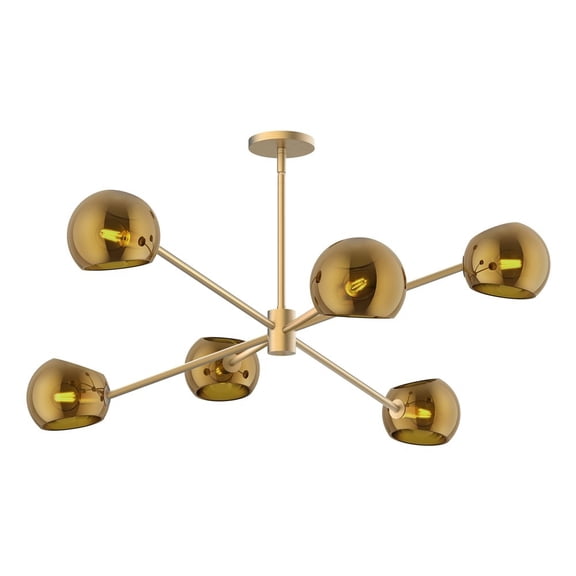 CH548637BGCP-Alora Lighting-Willow - 6 Light Chandelier-13 Inches Tall and 37 Inches Wide-Brushed Gold Finish-Copper Glass Color