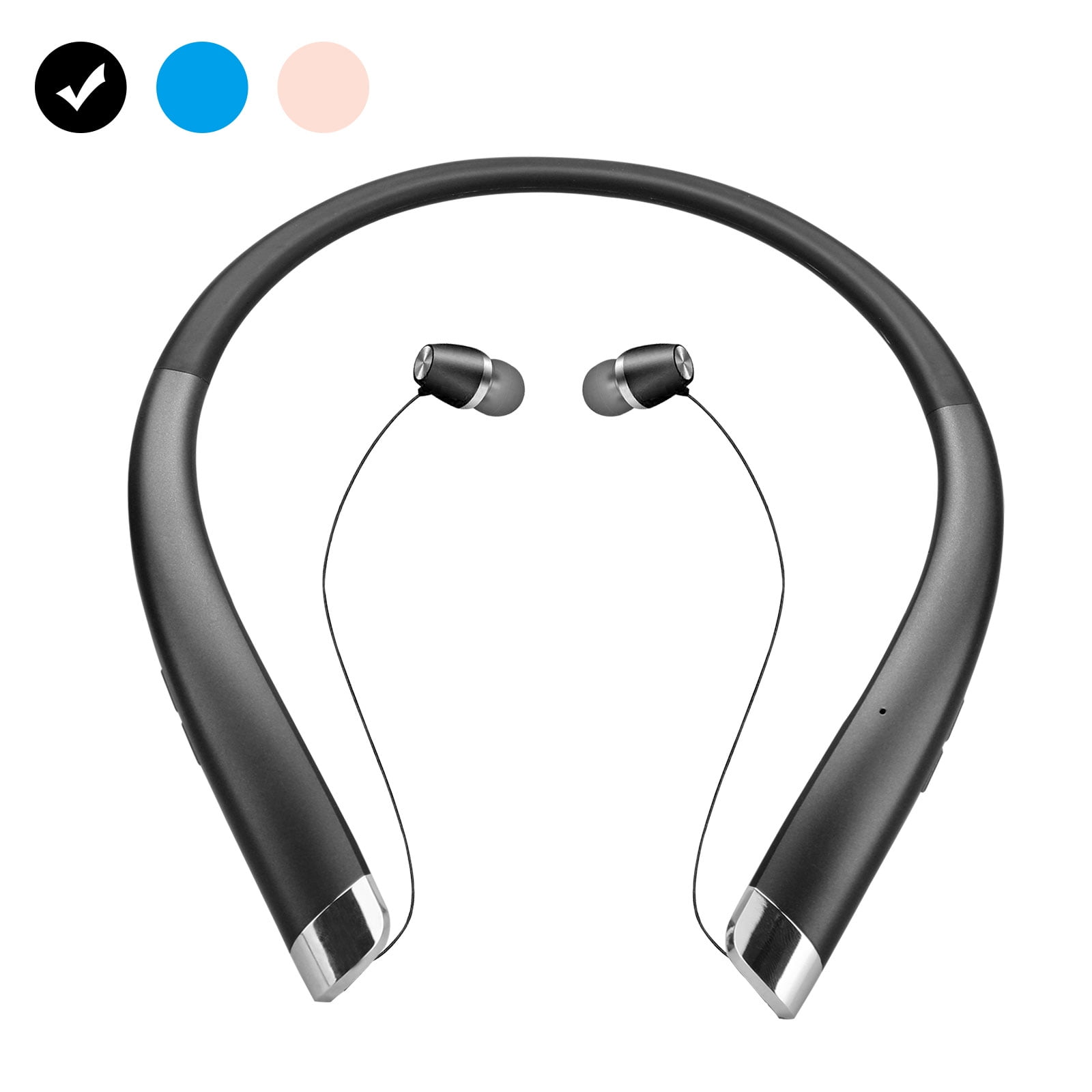 Wireless Headphones with Retractable Earbuds, TSV Bluetooth Neckband