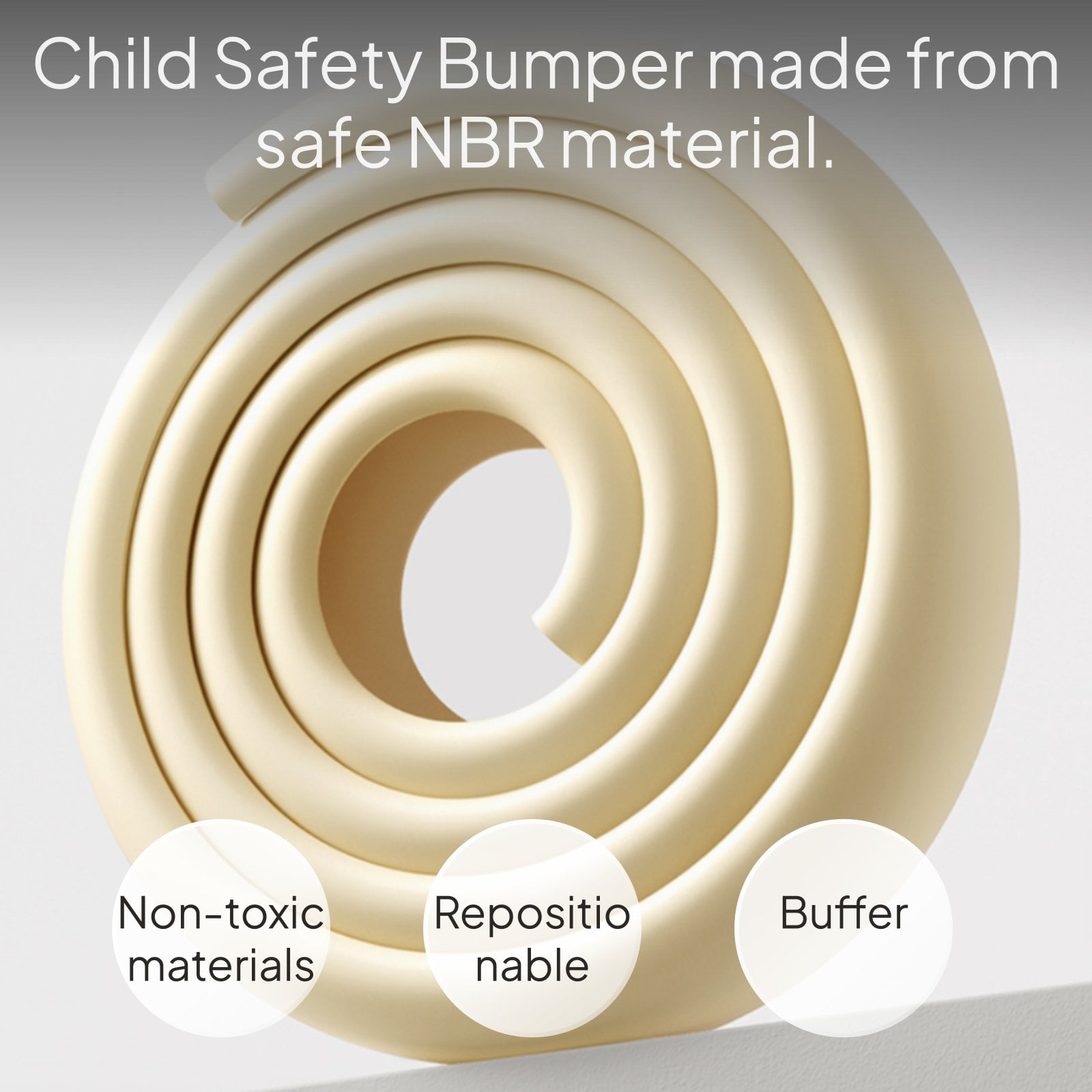 Tnarru Infant Corner Protector NBR Foam Guard Safety Strip L shape Light Grey