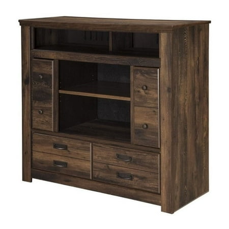 Ashley Quinden 4 Drawer Wood Media Chest in Dark Brown Ashley Quinden 4 Drawer Wood Media Chest in Dark Brown