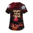 thumbnail image 5 of Garbnen Happy New Year Print Scrubs Top for Women Plus Size Stretch V Neck Short Sleeve Shirt Women Xmas Valentine's Day Holiday Prints Nurse Working Uniforms, 5 of 7