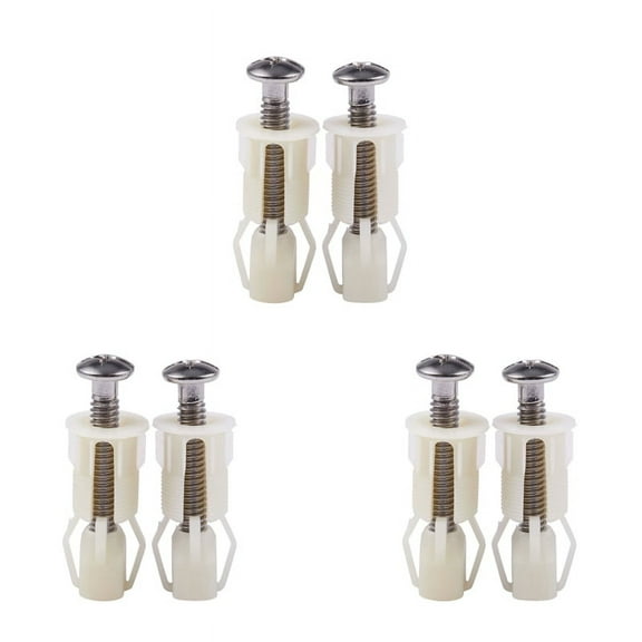 6Pcs DIY Plastic Toilet Screws Fixings Fit Toilet Seats Hinges Repair Tools Type&Size:4 38mmx5mm