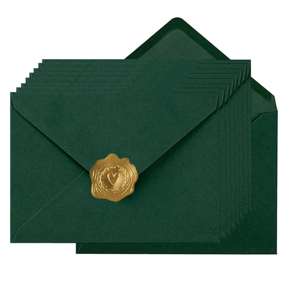 Sobres Toperd A7 autoadhesivos, paquete de 100 unidades, color verde oscuro con pegatinas