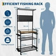 thumbnail image 2 of Huisuilinss Fishing Rod Holders For Garage,Fishing Rod Holder With Hooks & Pegboard,3-Tier Fishing Pole Rack Holds Up To 12Rods,Fishing Storage Cart,Fishing Gear Storage Organizer For Tackle Box Reel, 2 of 7