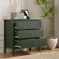 thumbnail image 5 of Mayincolor Large Fluted 3 Drawer Dresser, Wide Chest of Drawers with Modern Nightstand Cabinet Wood Dresser with Spacious Storage for Bedroom, Hallway, Living Room, Entryway, Green, 5 of 9