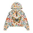thumbnail image 5 of Xixirimido Colorful Butterfly Floral Pattern Girls Half Zip Sweatshirt Hooded Pullover for Teen Long Sleeve Hoodie Crop Tops with Pocket Fall Winter Clothes Size 7-8, 5 of 7