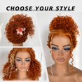 thumbnail image 4 of Peluca MITIMES Ginger Curly Skunk Strip HD con encaje frontal naranja, 4 of 8