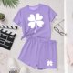 thumbnail image 5 of Vestido de manga corta para niños Día de San Patricio impreso conjunto de dos piezas niñas casual cuello redondo blusa y pantalones cortos, 5 of 6