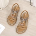 thumbnail image 5 of Womens Sandals Arch Support Summer Flat Slides Ankle Elastic Walking Shoes Boho Beach Walking Dressy Sandals, 5 of 9
