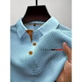 thumbnail image 4 of NIEWTR Mens T-Shirt lightWeight Knit Polo Sweater Short Sleeve Casual Collared Quarter Button Golf Shirts（Light Blue,2XL), 4 of 5