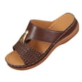 thumbnail image 3 of Summer Wedge Slippers Sandales for Womens Plus Size Casual Spring Versatile Beach Wedge Solid Color Peep-Toe Open-Toe Slippers, 3 of 9