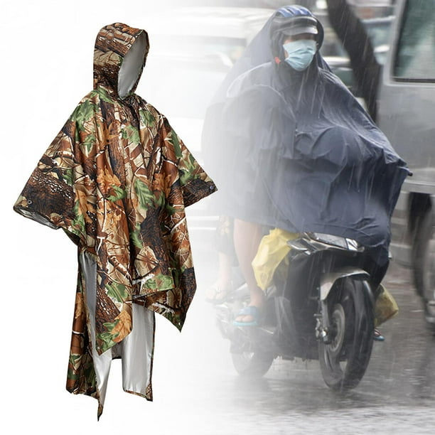 Hooded Rain Poncho Waterproof Reusable Rain Cape Coat Raincoat Shelter Lightweight for Adult Men Women Outdoor Activities Camping Hiking Brown