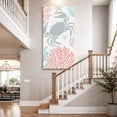 thumbnail image 4 of Canvas Wall Art, Teal Red Crab Coastal Framed Canvas Prints for Hallway Bedroom, Summer Coral Nautical Oversized Gallery Wrapped Wall Decor for Home Office, Gifts, 24"x48" Ship Next Day, 4 of 9