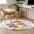 thumbnail image 5 of Spring Botanical Round Area&nbsp;Rug 3ft Farm Rustic Wildflower Leaves Watercolor Mushroom Non-Slip&nbsp;Washable Circle Rugs Soft Felt Indoor Floor Mat for Bedroom Kitchen Living Room Bathroom, 5 of 9