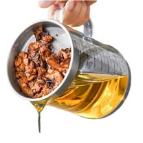 i Kito 1L Glass Bacon Grease Container with Stainless Strainer & Lid, Oil Keeper with Anti-Slip Base