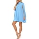 thumbnail image 4 of Vestidos de gasa edición INSPIRE CHIC para mujeres, sueltos y fluidos, con mangas de capa y plisados, talla XL, color azul, 4 of 6