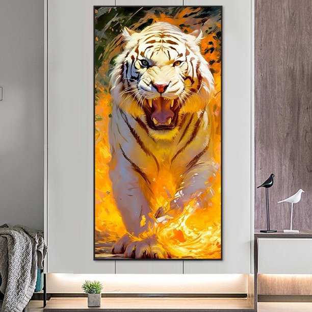 Cuadros Decorativos Diamond Painting 5D DIY Full Square Drill Tiger Kit Decoración del hogar (ZQA1119) Wdftyju embutido en tela
