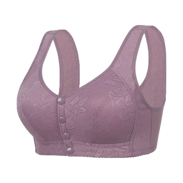Sports Bras for Women Pack Front Button Shapin Shoulder Strap Underwire Bra  for Women Purple 42