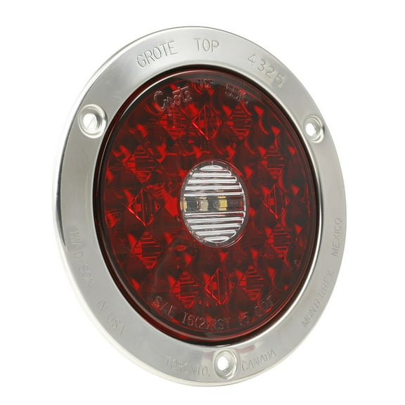 Grote 55202 Stop/Tail/Turn 4 Inch Red Led W/Int Backup Amp Stainles Steel Flange