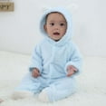 thumbnail image 4 of skpabo Newborn Baby Fleece Romper Button Footies Jumpsuit Cute Bear Hoodies Jumpsuit Infant Long Sleeve Warm Solid Jumpsuit Outfits Blue 0-3 Months, 4 of 7