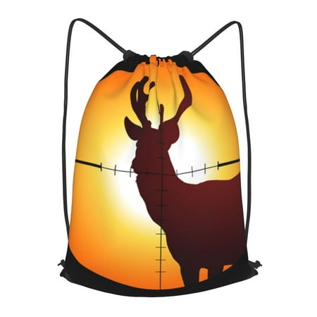 Target Deer Elk Hunting Drawstring Backpack Gym String Bag Sports Sackpack Cinch Sack Small
