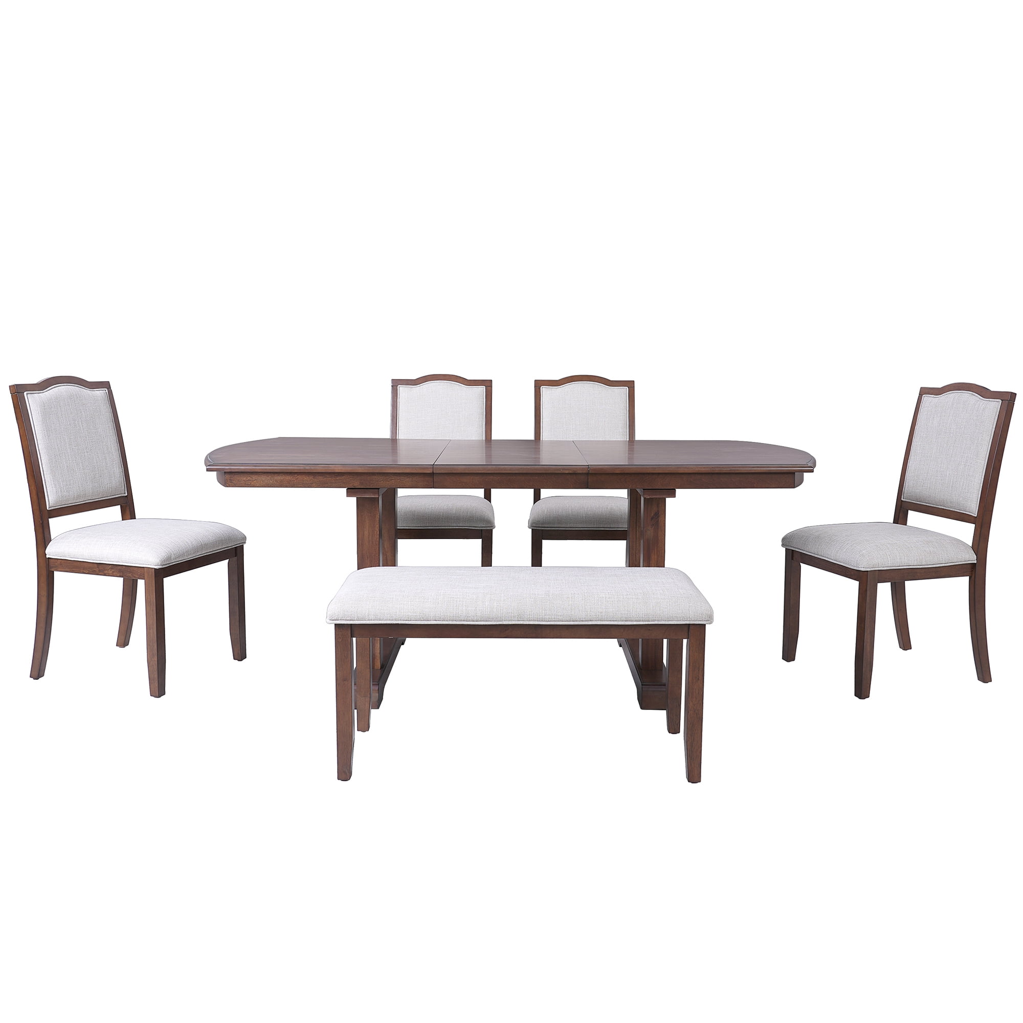Euroco Dining Table, Extendable with Wood Frame, 78 inch Brown