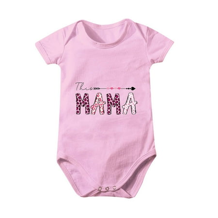 

Up to 30% off! Kukoosong Summer Baby Girl Clothes Comfortable Mothers Day Print Short Sleeve Romper Jumpsuit Pink 3-6 Months