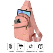 Gustave Women Small Sling Bag Casual Quilted Crossbody Sling Backpack Nylon Waterproof Fanny Pack Purse Chest Shoulder Daypack for Travel Hiking Black