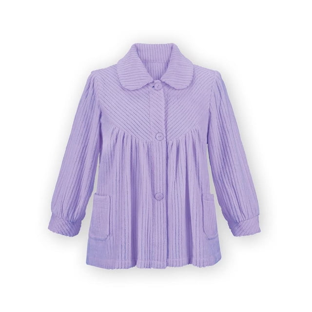 Colecciones de camisones, etc., forro polar suave con botones, lavanda
