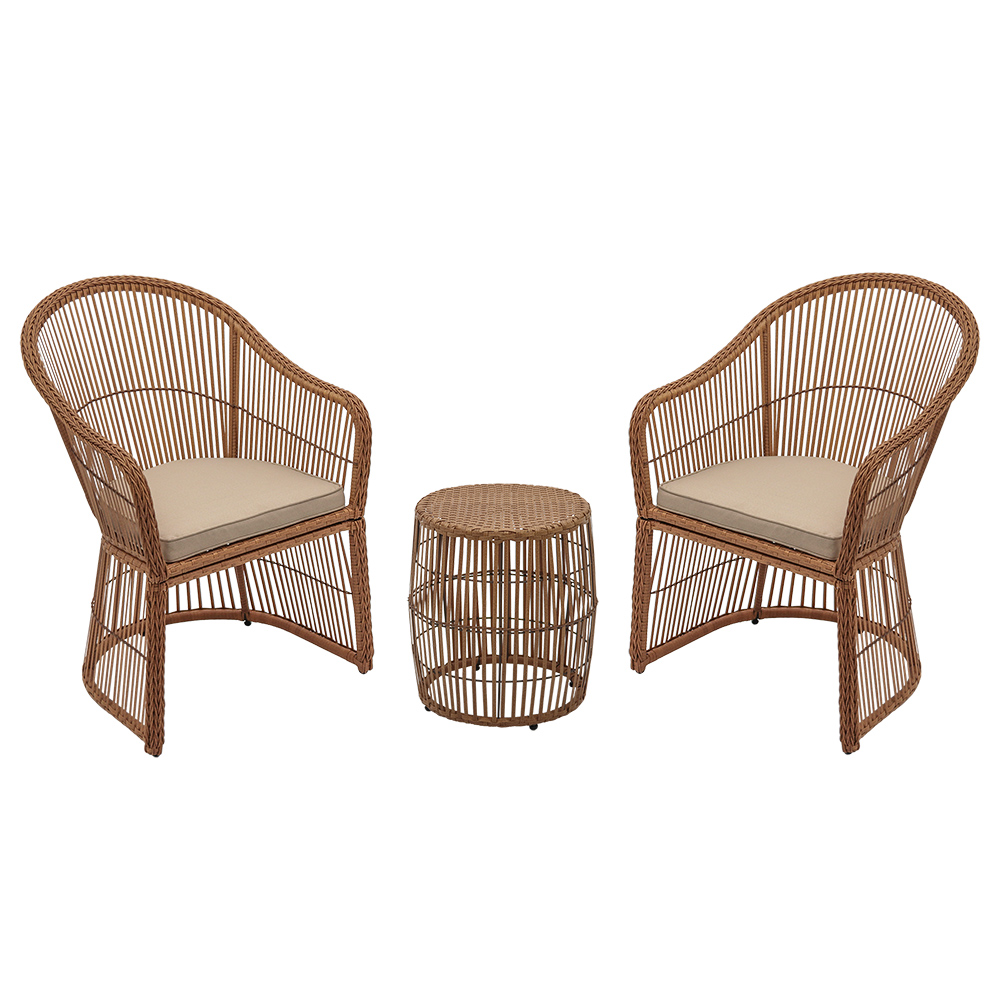 Abble 3 Piece Natural Rattan Seating Group with Cushions