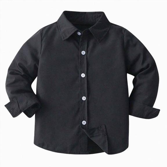 dmqupv Dress Shirts for Toddler Boys Collared Shirt Long Sleeve Performance Stretch Print Active Casual Shirts for Boys Black,18-24 Months