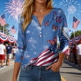 thumbnail image 2 of GEWSEY 2026 USA 250th Anniversary T Shirt Women – Patriotic American Flag V-Neck Top 3/4 Sleeve Independence Day Gift (Blue, XXL), 2 of 8