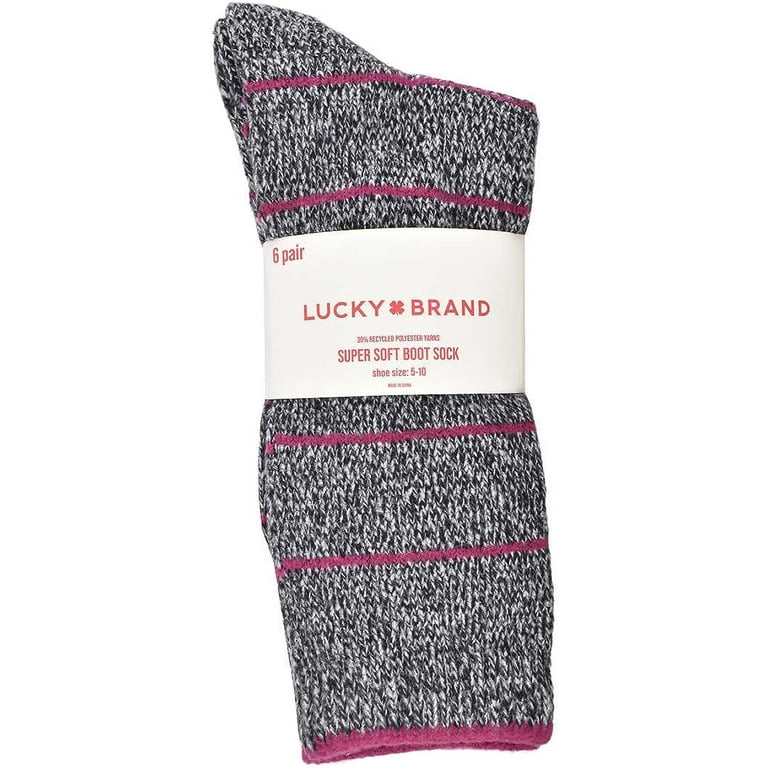 Lucky Brand Women's 6-Pair Shoe Size: 5-10 Super Soft Yarn Cozy Boot  Socks-Red / One Size