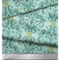 thumbnail image 3 of Soimoi Green Cotton Duck Fabric Vector Design Damask Printed Craft Fabric by the Yard 44 Inch Wide, 3 of 3