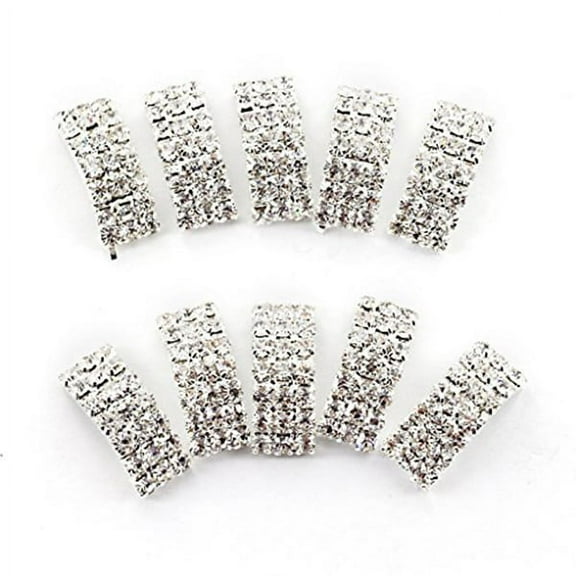 ROMANSENTIAL 10Pcs Rhinestone Ribbon Buckles Sliders for Wedding Hair Bows and Doll Clothes