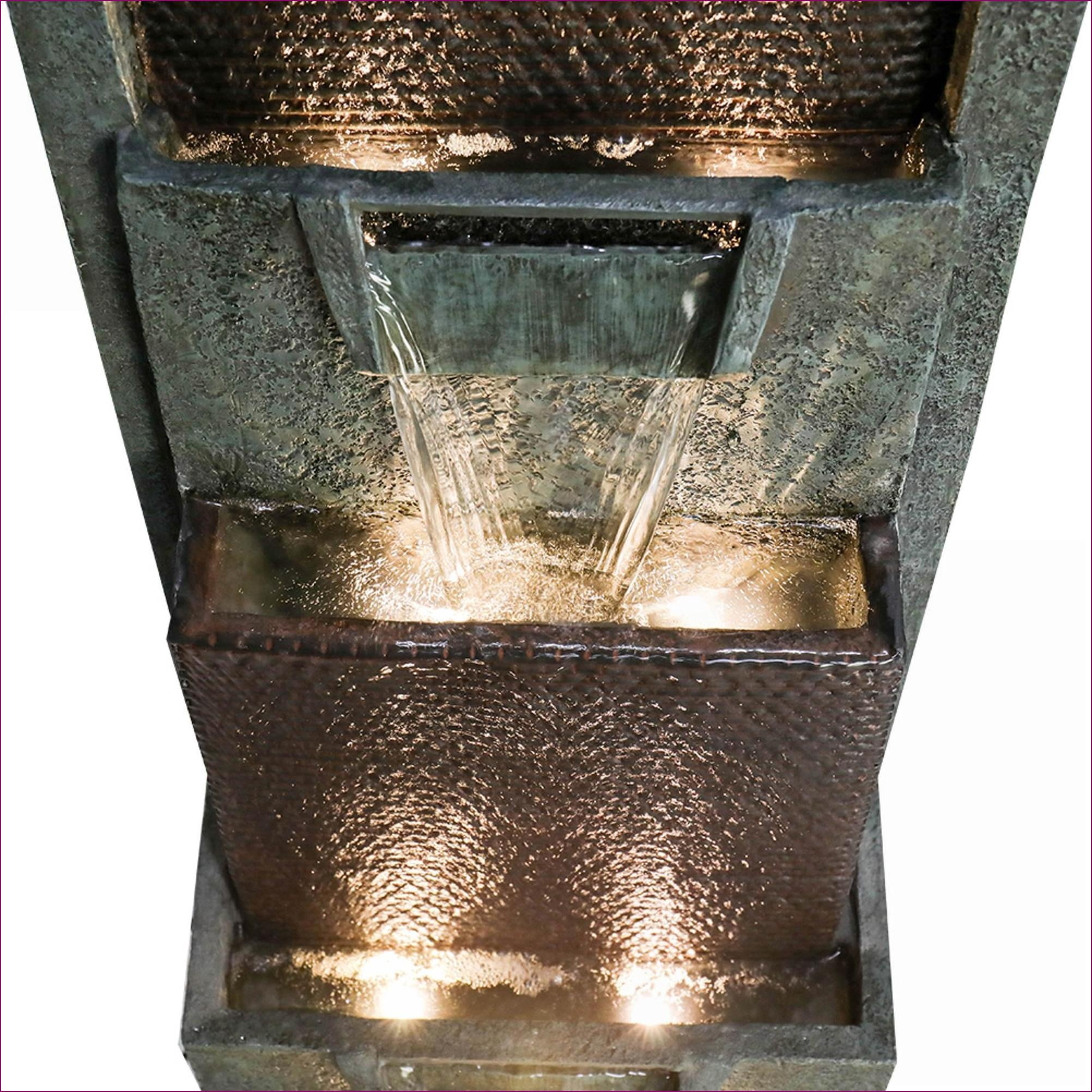 Fountains 39.3"H Outdoor Fountain for Garden Patio Backyard Porch, With LED Lights & Adjustable Pump | Resin | Waterfall
