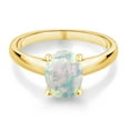 thumbnail image 2 of Gem Stone King 1.00 Ct Oval Cabochon White Simulated Opal 10K Yellow Gold Ring, 2 of 4