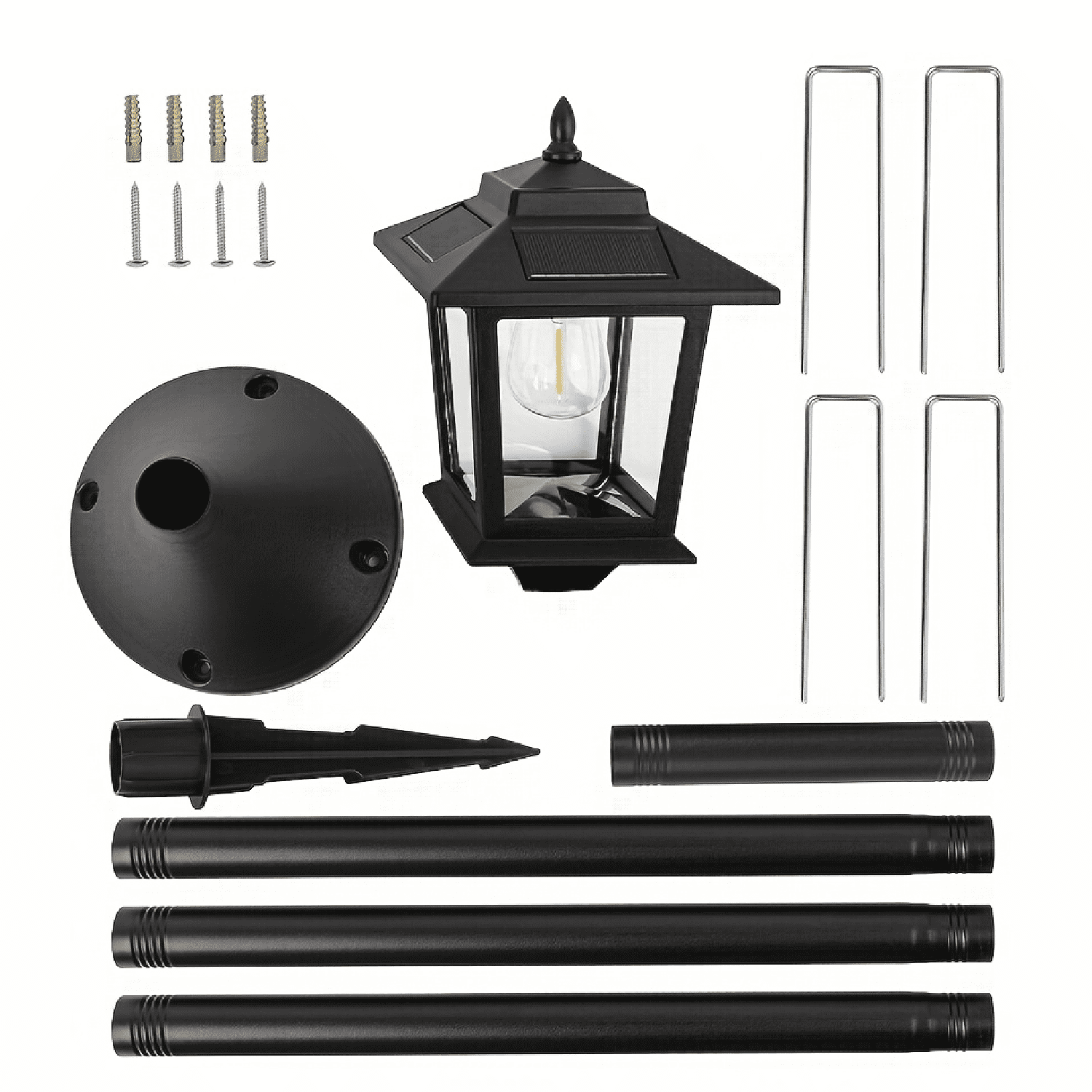 Outdoor Solar Post Lights, 2-Pack 63" Dusk to Dawn Solar Lamp Posts, Waterproof Floor Lamps, Warm White Pole Lights for Patio with Replaceable Bulb