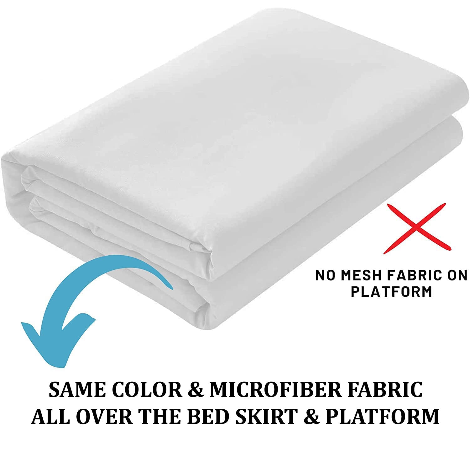 SKY BEDDINGS Queen Size Ruffled Bed Skirt with Split Corners - Queen 16 Inch Drop Dust Ruffle Bed Skirt with Platform Three Sided Coverage - 100% Microfiber Bed Skirt, White