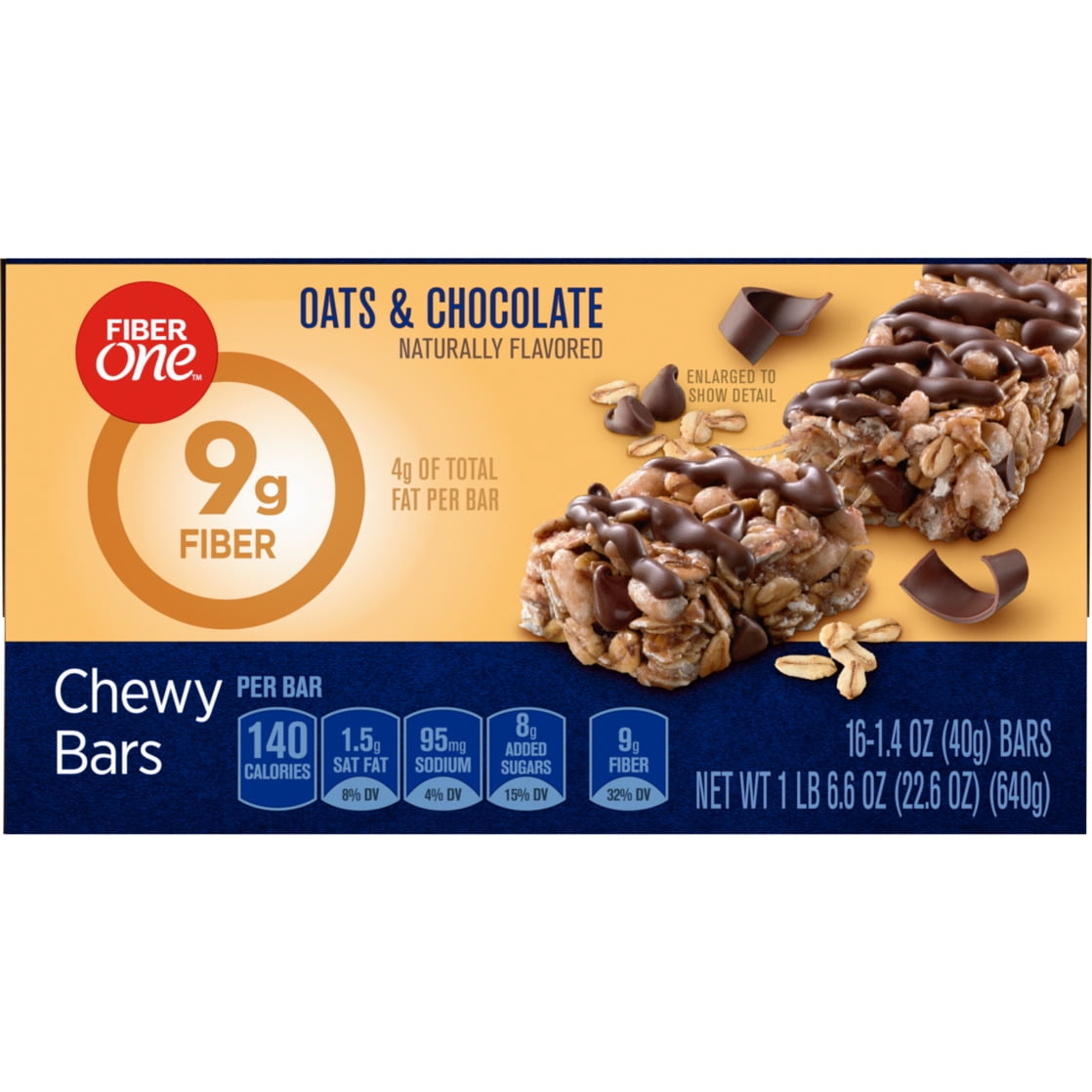 Fiber One Oats & Chocolate Chewy Bars, 16 Count