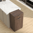 thumbnail image 5 of GOLDEN MEMORIES Wood Grain Tilt Trash Bin Cabinet Wooden Trash Recycling Cabinet with Wave Texture Hidden Drawer Pull-out, Walnut Finish Multi-purpose Kitchen/Bathroom Storage Cabinet 10 Gallons, 5 of 10