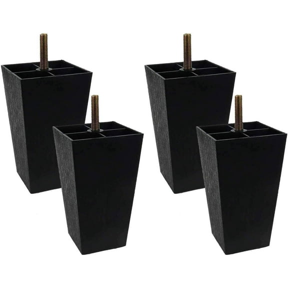 4 Pack Sofa Legs - 4.5 Inch Plastic Couch Legs Replacement Furniture Legs, Square Legs with M8 Hanger Bolts