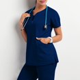 thumbnail image 1 of Conjunto De 2 Piezas Traje De Exfoliante Para Mujer Nueva Camiseta Con Bolsillo En Top De Queso , Pantalones Enfermera Ropa De Trabajo Uniforme De Médico Dental Clinic KLINIK KKM, 1 of 4