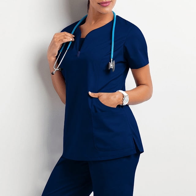 Conjunto De 2 Piezas Traje De Exfoliante Para Mujer Nueva Camiseta Con Bolsillo En Top De Queso , Pantalones Enfermera Ropa De Trabajo Uniforme De Médico Dental Clinic KLINIK KKM