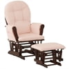 Storkcraft Hoop Glider and Ottoman Cherry with Light Pink Cushions