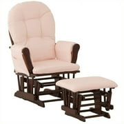 Storkcraft Hoop Glider and Ottoman Cherry with Light Pink Cushions