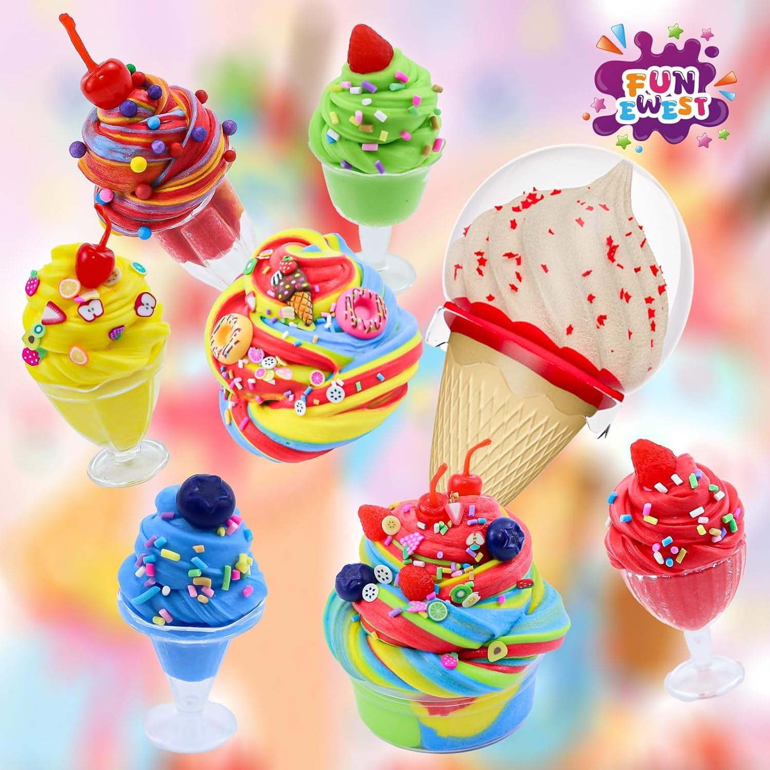 Slime Kit for Girls Ages 8-12 Mini Fluffy Butter Slime Making Kit Ice Cream Slime for Kids DIY Craft Kits with 30+ Piece Birthday Gifts