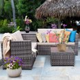 thumbnail image 3 of Costway 4pcs Patio Rattan Wicker Furniture Set Sofa Loveseat Cushioned W/ Storage Box, 3 of 10